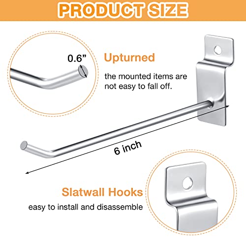100 Pack Heavy Duty Slatwall Hooks Metal for Garage (6 Inch)