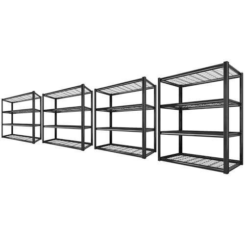 40" W Storage Shelves with Wire Mesh Panels for Garage Organization (Black)