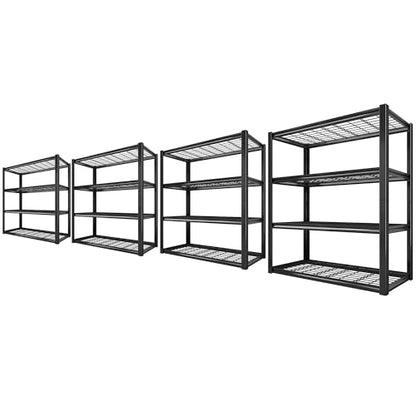 40" W Storage Shelves with Wire Mesh Panels for Garage Organization (Black)