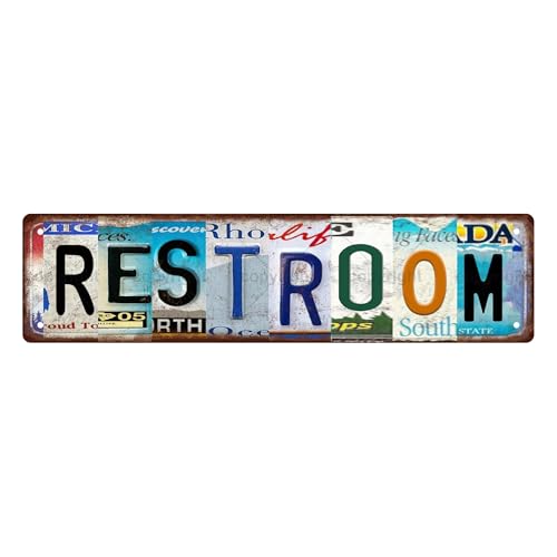 RESTROOM SPACE Metal Tin Street Sign Bar Cafe Garage Cave Home Room Wall Bathroom Farmhouse Garden Porch Patio Decor (RESTROOM)