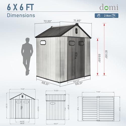 Domi 6x6 FT Resin Outdoor Storage Shed (6x6FT)
