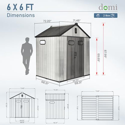 Domi 6x6 FT Resin Outdoor Storage Shed (6x6FT)