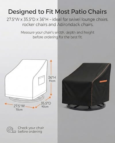 Outdoor Waterproof Patio Chair Covers (Black / 28W x 35D x 36H)