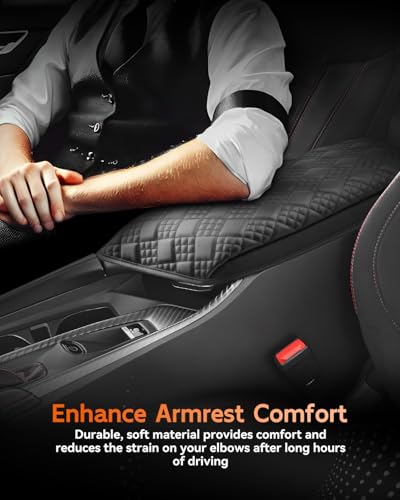 for 2024 2025 2026 Dodge Charger Daytona Center Console Cover Armrest Box Cover for Charger Daytona (Charger Daytona Thickened Black Leather Square)