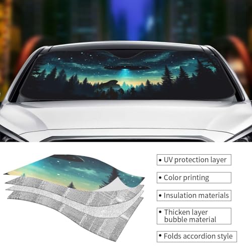 Alien Tree Car Sun Shade Windshield Sunshade Foldable Front Window Shield Cover for Truck SUV (Blue1 / Small)
