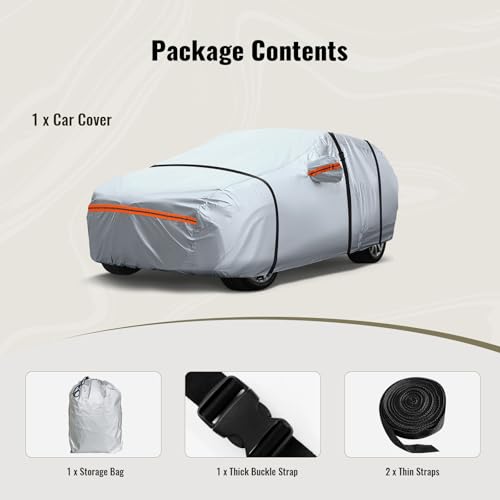 6 Layers Full Car Cover for Sedan (Orange reflective strip / Sedan-S ( Fit for Sedan 165"- 181" ))