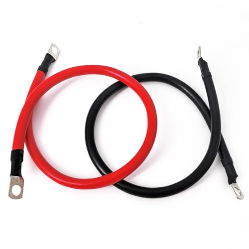 4 AWG Battery Cable 2FT 4 Gauge Pure Copper Battery Inverter Cables with 3 (2FT / 3/8")