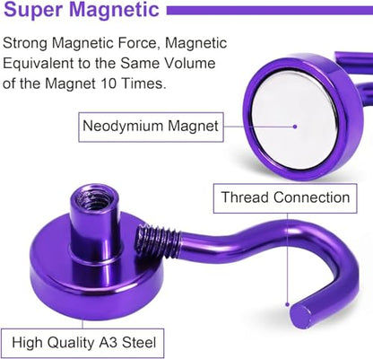 Magnetic Hooks 20pcs 30lbs Cruise Essentials 2026 Magnet Hook Purple (Purple / 0.63in)