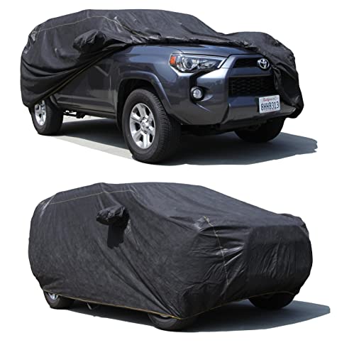All Weather Waterproof car Cover Good for rain Snow uv Protection dust mid (SEA - (See Size Chart) / BLACK)