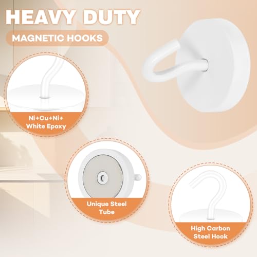 Magnetic Hooks Steel Tube Design for Cruise (White / 130lb Magnetic Hooks)