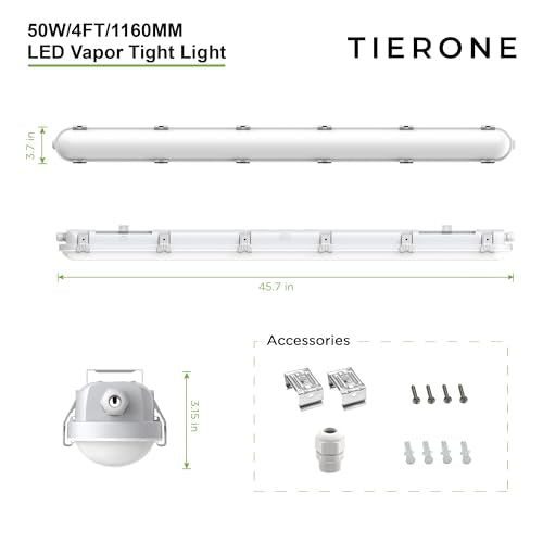 4ft LED Vapor Tight Light 50W Outdoor Shop Light IP65 Waterproof 0 (4 Pack)