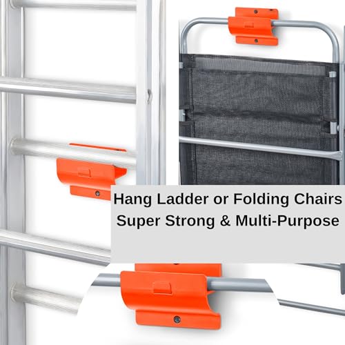 Ladder Hangers for Garage Wall Set of 2 (Orange / Pack of 2 Hooks)
