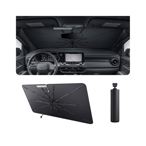 2025 Upgrade Car Windshield Sun Shade Windshield Sunshade Umbrella [Star Fabric] Protect Car from Sun Rays&Heat Damage Keeps Vehicle Cool (S3)