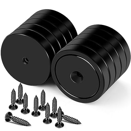 Strong Magnets Heavy Duty Screw On Neodymium 150LBS Magnet 10 Pack (Black / 1.42in)