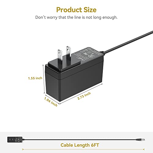 UL 15V 1A Power Cord for Gooloo Jump Starter Charger for Booster Battery Jump Starter Adapter for DBPower DJS50 for Tacklife for Beatit Portable Car Jump Starter