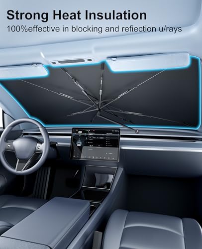 Car Windshield Sun Shade (Silvery&Black / Medium(57"L x 32"W))