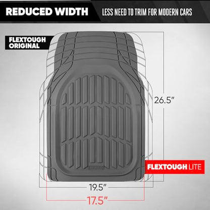MotorTrend FlexTough Gray Car Floor Mats Rubber All Weather Automotive 2pc (2pc Front (Sedan, Compact) / Gray)