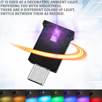 2 PCS USB Type C LED Ambient Lights for Car Interior (2PCS)