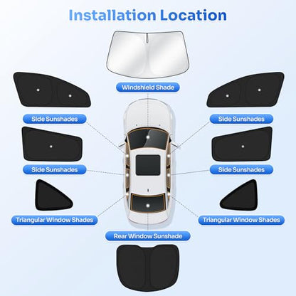 Upgraded Window Shades for 2020 (Tesla Model Y 2020-2024 with Suction)