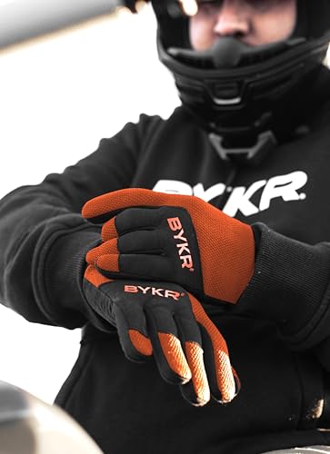 All Weather Motorcycle Gloves for Men & Women (Orange / Small)