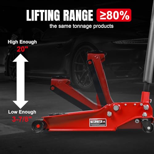 4 Ton Floor Jack Hydraulic Low Profile Floor Jack with Dual Piston Quick Lift Pump (4 Ton Dual Piston / Red)