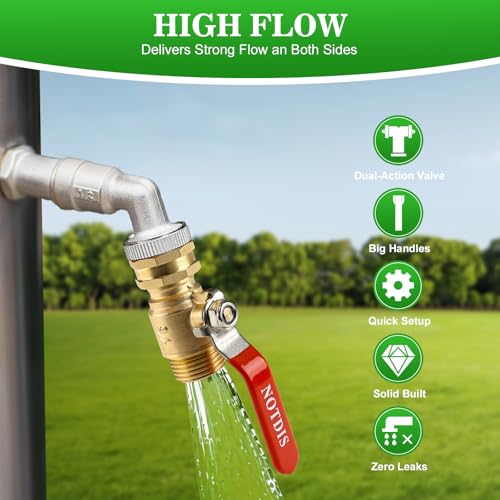Brass Garden Hose Shut Off Valve with Full (1 way hose splitter)