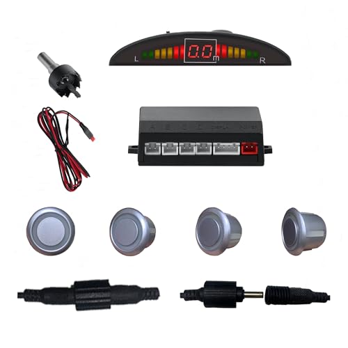 Parking Sensor Kit Backup Sensor Kit Reverse for Car 5 Color Options for Probes Adjustable Alarm Volume Professional Sensore de Reversa para Carro Safe Driving Assistant （Silver） (Silver)