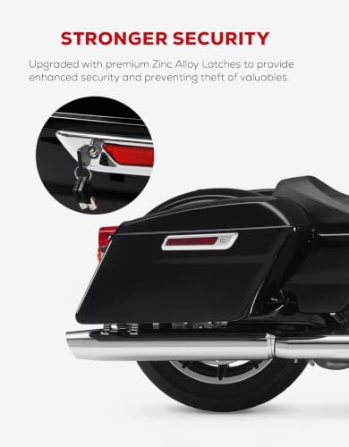 Motorcycle Hard Saddlebags Vivid Black Saddle Bags Trunk W (Standard-Vivid Black W/ Chrome Latches)
