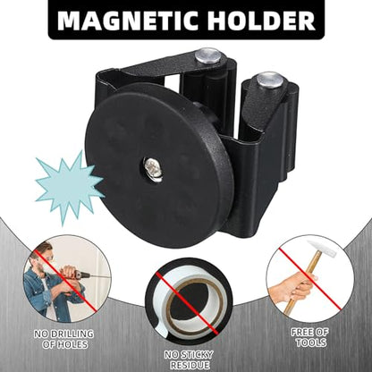 20 Pcs Magnetic Broom Holder Wall Mounted Anti Slip Rack (Black)
