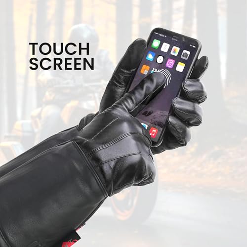 Hugger Women’s Classic Motorcycle Glove Seasonal Wind Stopper Lined Gauntlet (Black / X-Small)