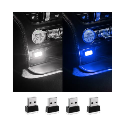 4 PCS USB LED Car Interior Atmosphere Lamp (White & Blue)