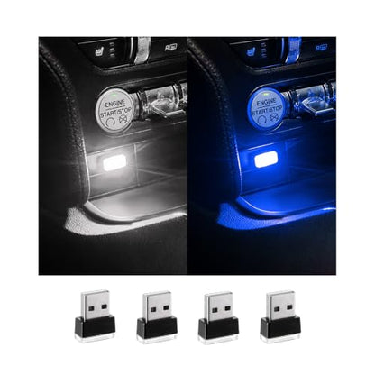 4 PCS USB LED Car Interior Atmosphere Lamp (White & Blue)