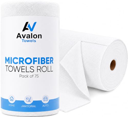 Microfiber Cleaning Cloth Roll (75 Count (Pack of 1) / White)