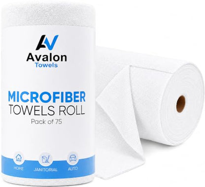 Microfiber Cleaning Cloth Roll (75 Count (Pack of 1) / White)
