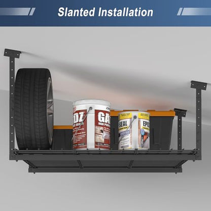 45-Inch x 45-Inch Overhead Garage Storage Rack 250LBS Weight Capacity (Black / 3.8x3.8 ft)