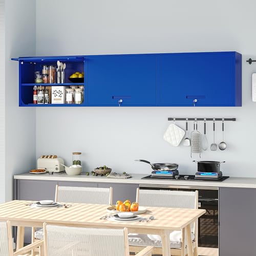 Metal Wall Cabinet with Locking Door and Shelf (21.65"H / Blue)