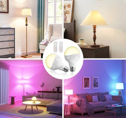 E26 2500mAh Rechargeable Light Bulbs with Remote for Lamp Sconces (2500mAH-2PK)