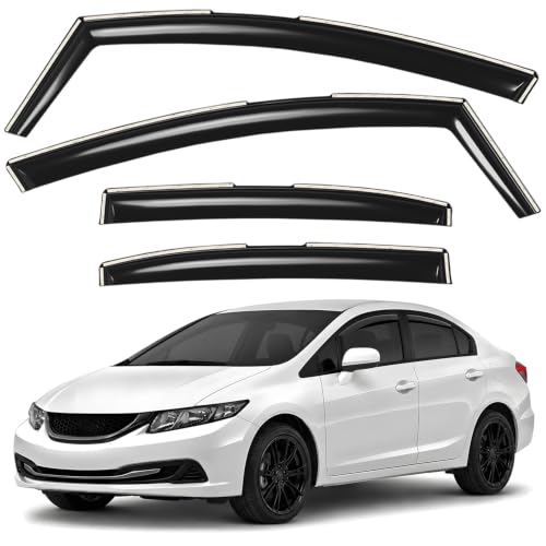 Window Deflectors Smoke Tinted in (For Civic 12-15 Sedan)