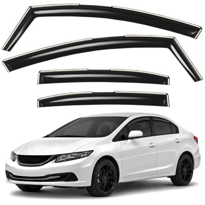 Window Deflectors Smoke Tinted in (For Civic 12-15 Sedan)