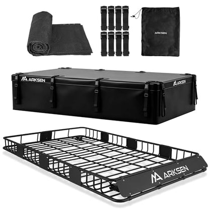 84" x 50" x 6" Extra Wide Roof Rack Basket with Waterproof Bag (84" Cargo Rack w/ Cargo Bag)