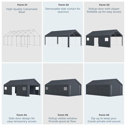 13x24 ft Carport Storage Shelter Shed Outdoor Portable Garage (13x24 Ft)