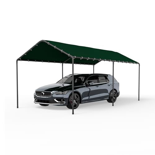 Carport 10‘ x 20’ Garage Car Canopy w (Green / 10' x 20' /no side)