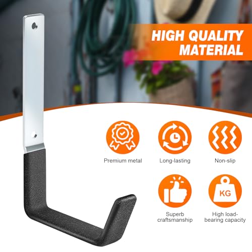 Ladder Hangers for Garage Wall Garage Hooks Heavy Duty Wall Hooks Set of 4 Tool Organizers and Storage Wall Mount Garage Storage Utility Rack Tool Holder for Garage Garden Shed Shop Bike Hose (4PACK)