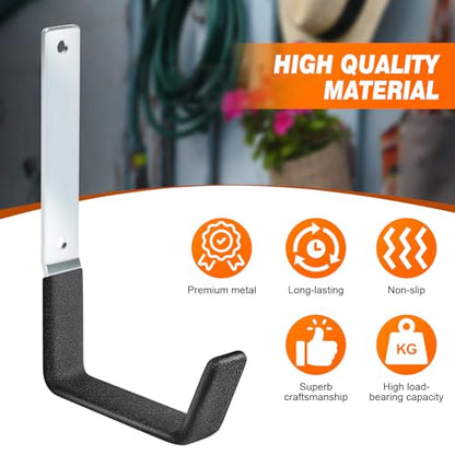 Ladder Hangers for Garage Wall Garage Hooks Heavy Duty Wall Hooks Set of 4 Tool Organizers and Storage Wall Mount Garage Storage Utility Rack Tool Holder for Garage Garden Shed Shop Bike Hose (4PACK)