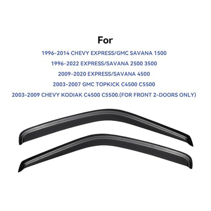 Window Visors Rain Guards for 1996 (1996-2025 Express Van/Gmc Savana)
