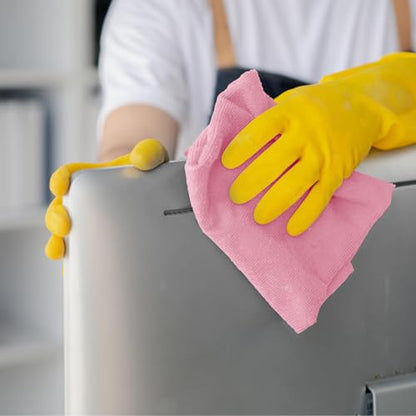 Microfiber Cleaning Cloths (Pack of 12 - 12x12 Inches / Pink)