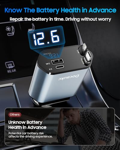 Retractable Car Charger 4 in 1 USB C Phone Fast Charging Car Charger