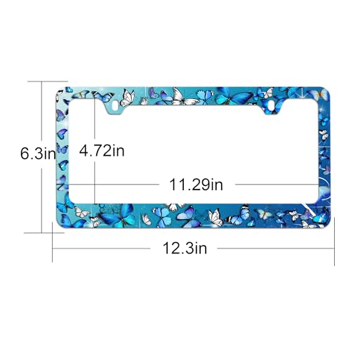Blue Butterfly License Plate Frame Butterflies License Plate Holder (Butterfly license Plate frame / one size)