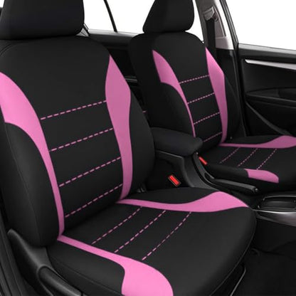 Polyester Full Car Seat Cover Set with Sponge Padding (Pink/Black)