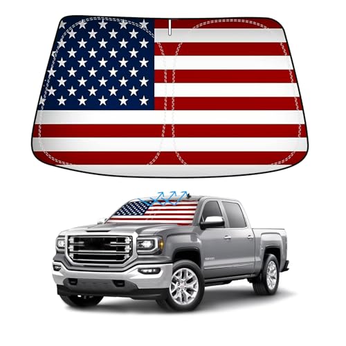 American Flag Car Windshield Sun Shade Compatible with GMC Sierra 1500 2500 3500 2014 (for GMC Sierra 2014-2018 - USA Flag)